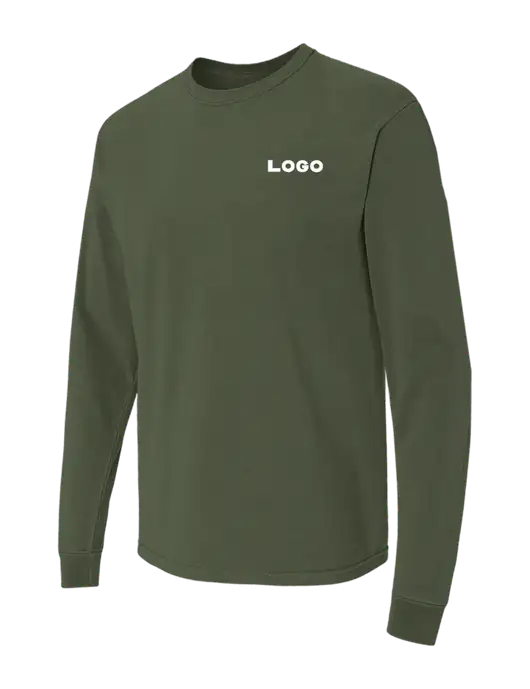 Comfort Colors Garment-Dyed Dark Olive Green Heavyweight Long Sleeve T-Shirt w/Logo