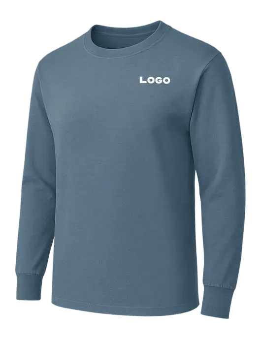 Slate Blue Heavyweight Long Sleeve 6.1 oz T-Shirt w/Logo
