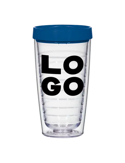 16 oz Trivex Double Wall Tumbler with Light Navy Travel Lid w/Logo