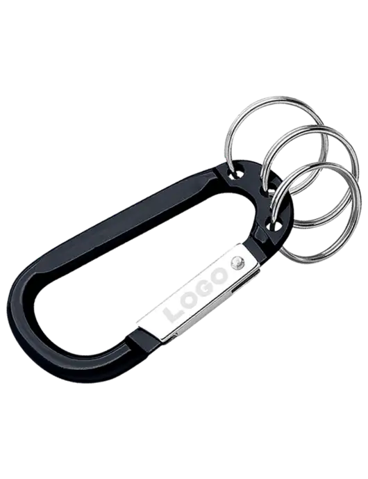 Black 3 Ring Carabiner Clip w/Logo