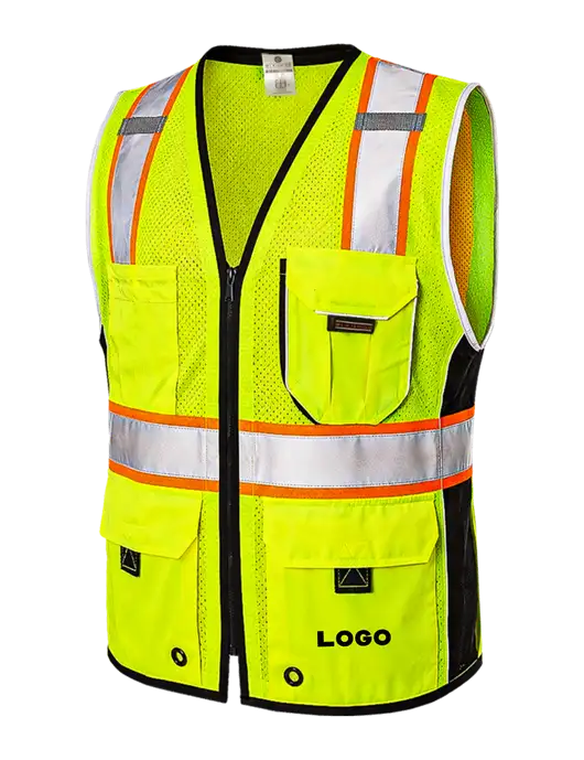 Kishigo Safety Yellow Premium Black Series Heavy-Duty Vest w/Logo