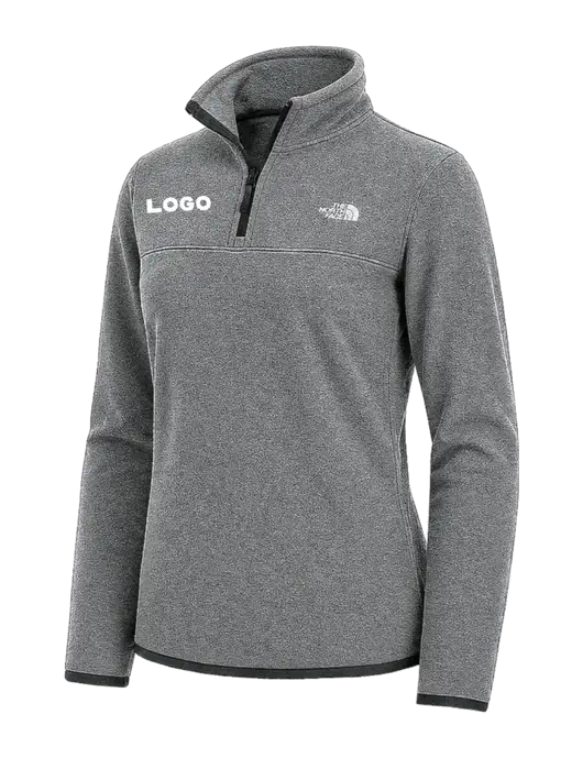 The North Face Womens Dark Medium Grey Heather Glacier 1/4-Zip Fleece w/Logo