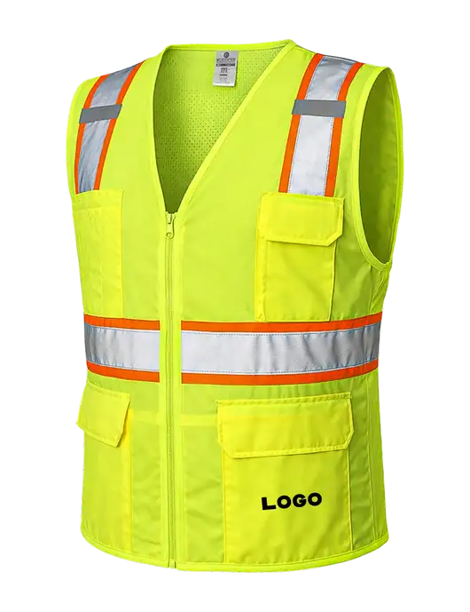 Kishigo Safety Yellow Ultra-Cool Solid Front Vest with Mesh Back w/Logo