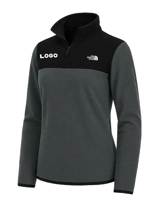The North Face Womens Charcoal Grey/Black Glacier 1/4-Zip Fleece w/Logo