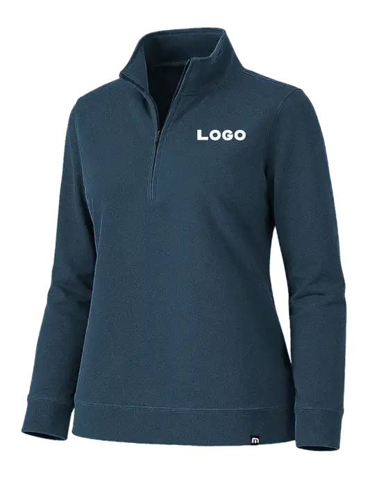 TravisMathew Womens Coveside Navy Heather 1/2 Zip w/Logo