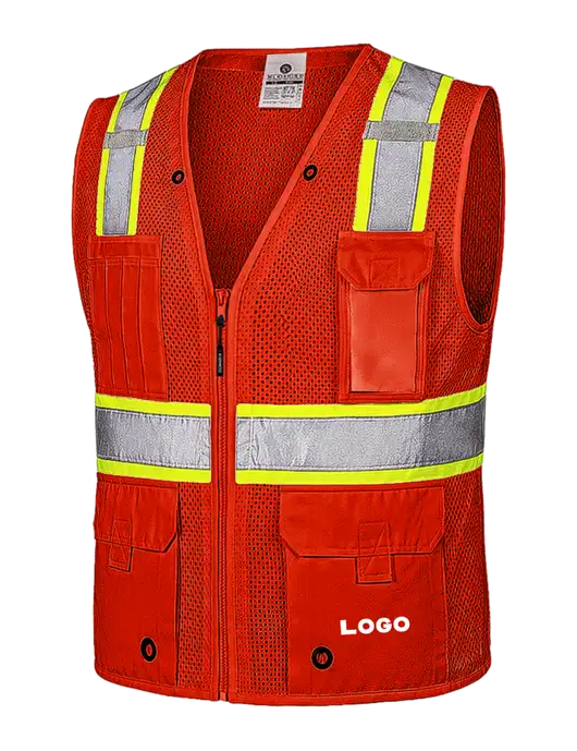 Kishigo Red/Safety Yellow EV Series Enhanced Visibility Multi-Pocket Mesh Vest w/Logo