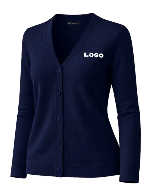 Brooks Brothers Womens Cotton Stretch Dark Navy Cardigan Sweater w/Logo
