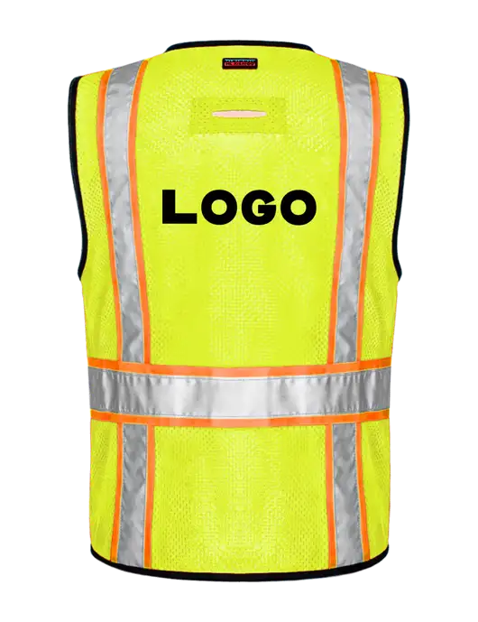 Kishigo Safety Yellow 6 Pocket Contrast Class 2 Vest w/Logo