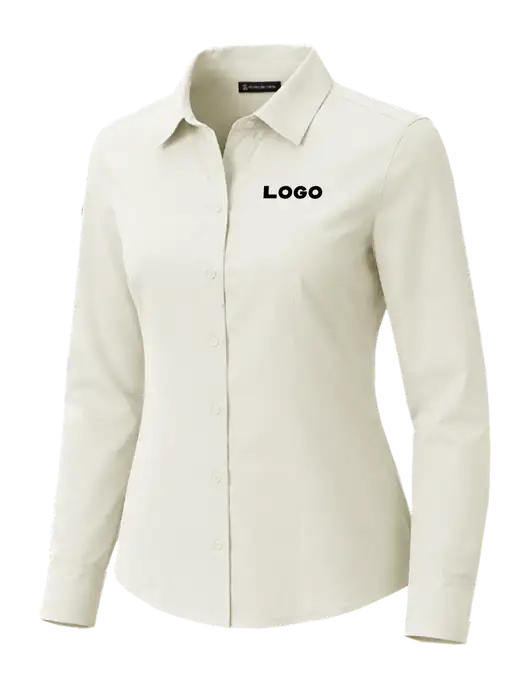 Brooks Brothers Womens Full-Button Ivory Satin Blouse w/Logo