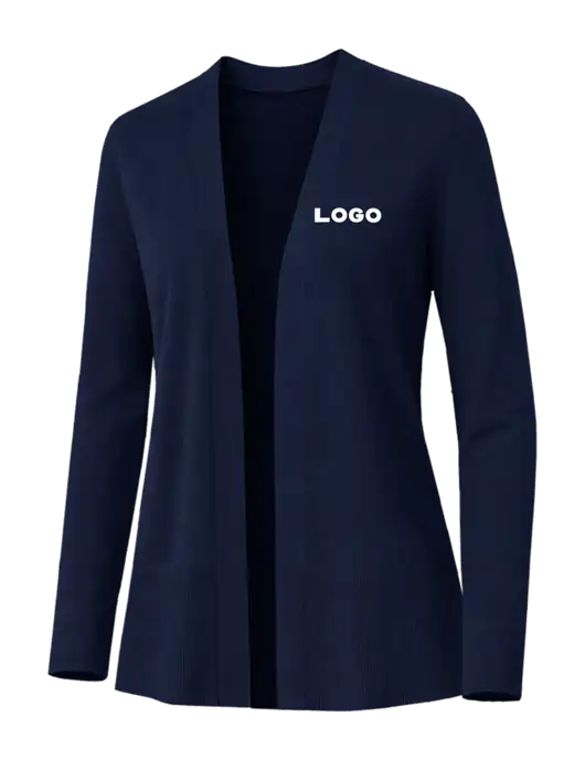 Brooks Brothers Womens Cotton Stretch Long Navy Cardigan Sweater w/Logo