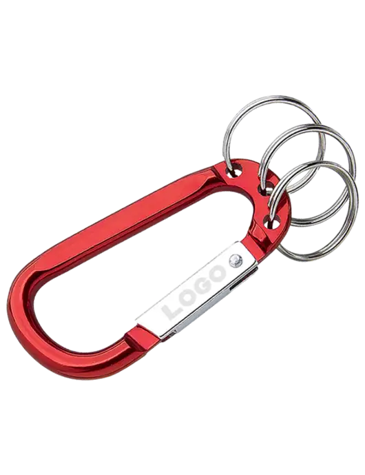 Red 3 Ring Carabiner Clip w/Logo