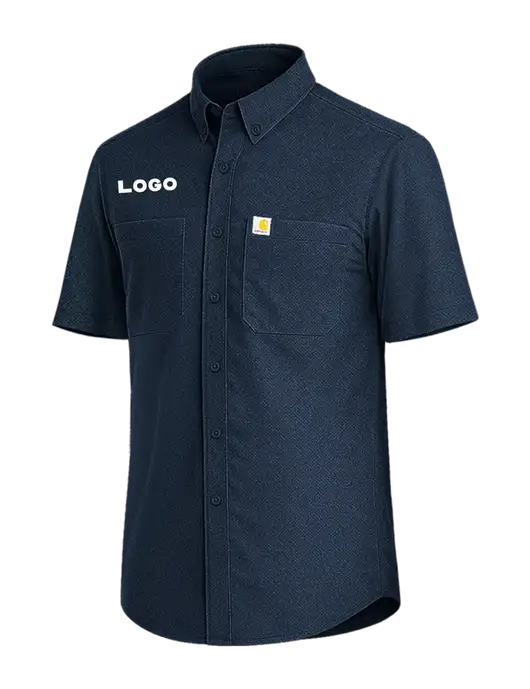 Carhartt Force Sun Defender Dark Navy Short Sleeve Shirt  w/Logo