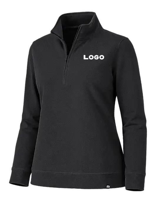 TravisMathew Womens Coveside Black 1/2 Zip w/Logo