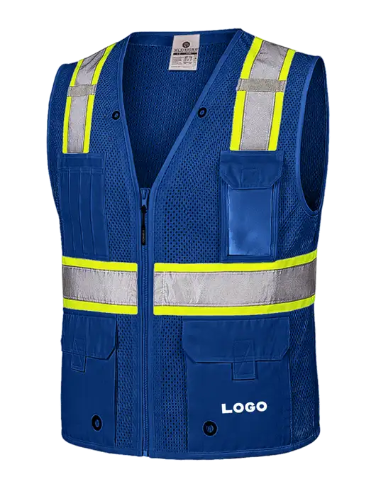 Kishigo Dark Royal/Safety Yellow EV Series Enhanced Visibility Multi-Pocket Mesh Vest w/Logo